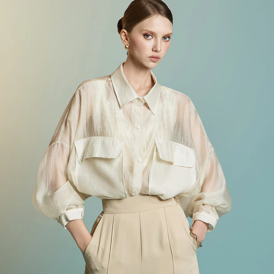 S775 Sheer Oversized Shirt - Image 2