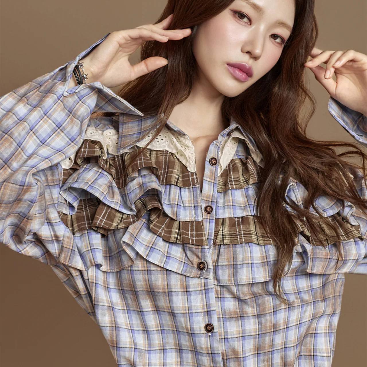 S796 Frill Check Shirts - Image 2
