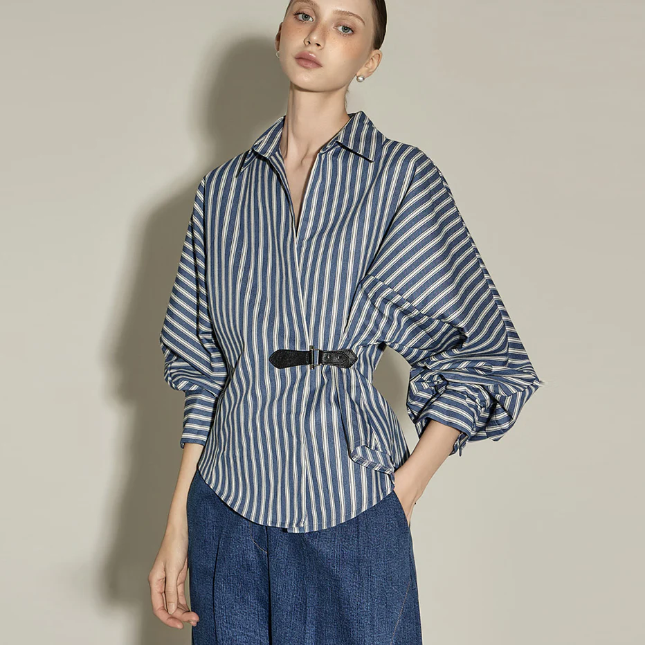 S819 Striped Collar Shirts - Image 2