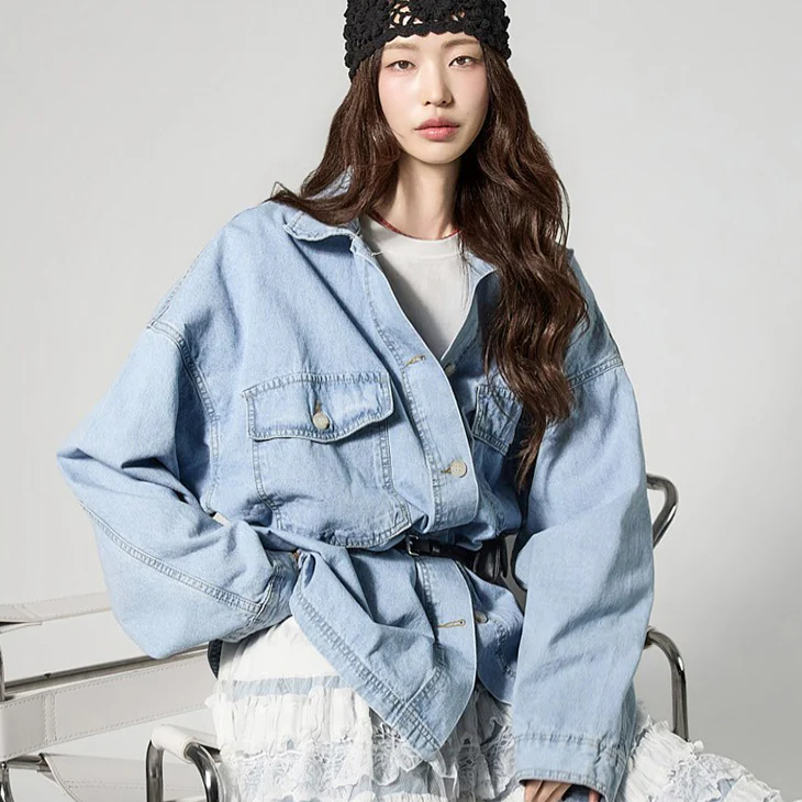 S847 Wide Denim Shirts - Image 2