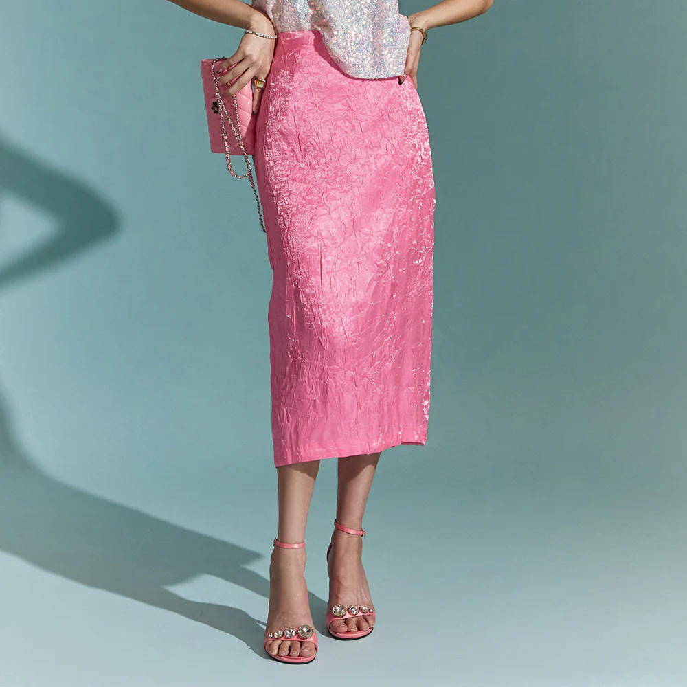 SK2281 Wrinkled Texture Midi Skirt - Image 2