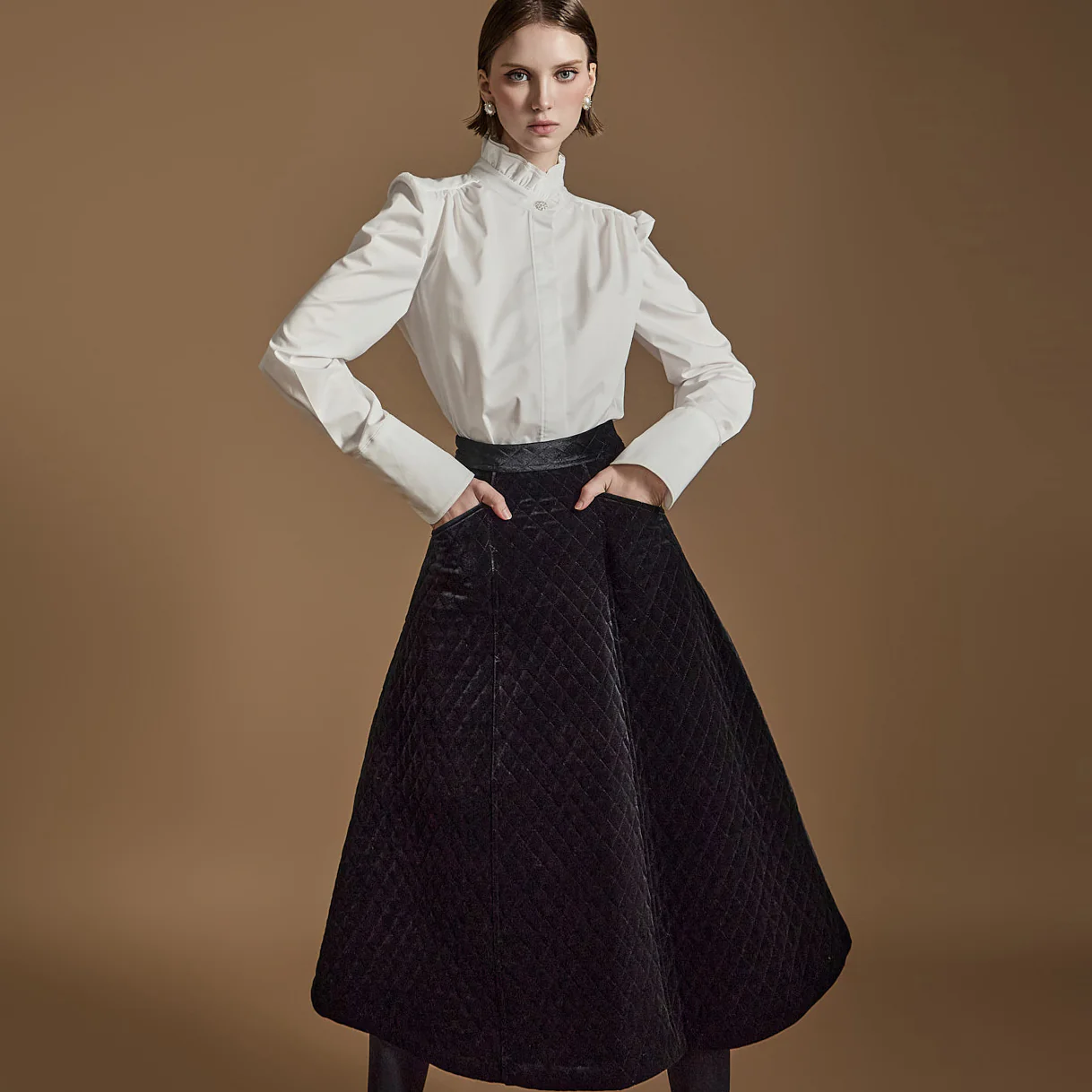SK2414 Velvet Quilted Skirt - Image 2