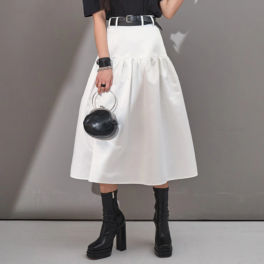 SK2450 Satin Skirt with Belt - Image 2