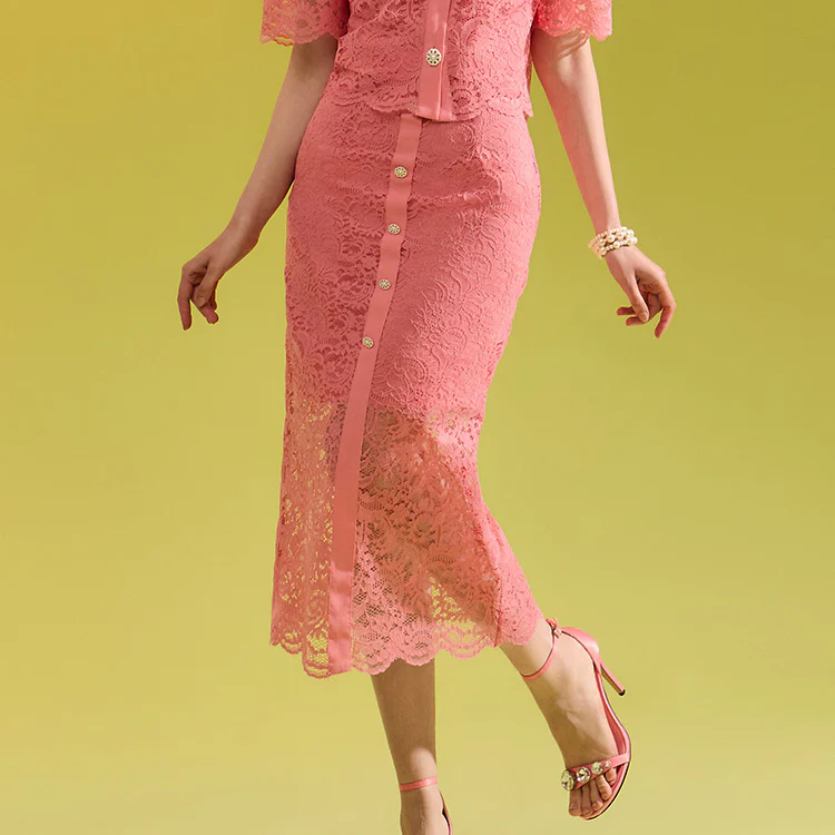SK2497 Lace Jewelry Button skirt - Image 2