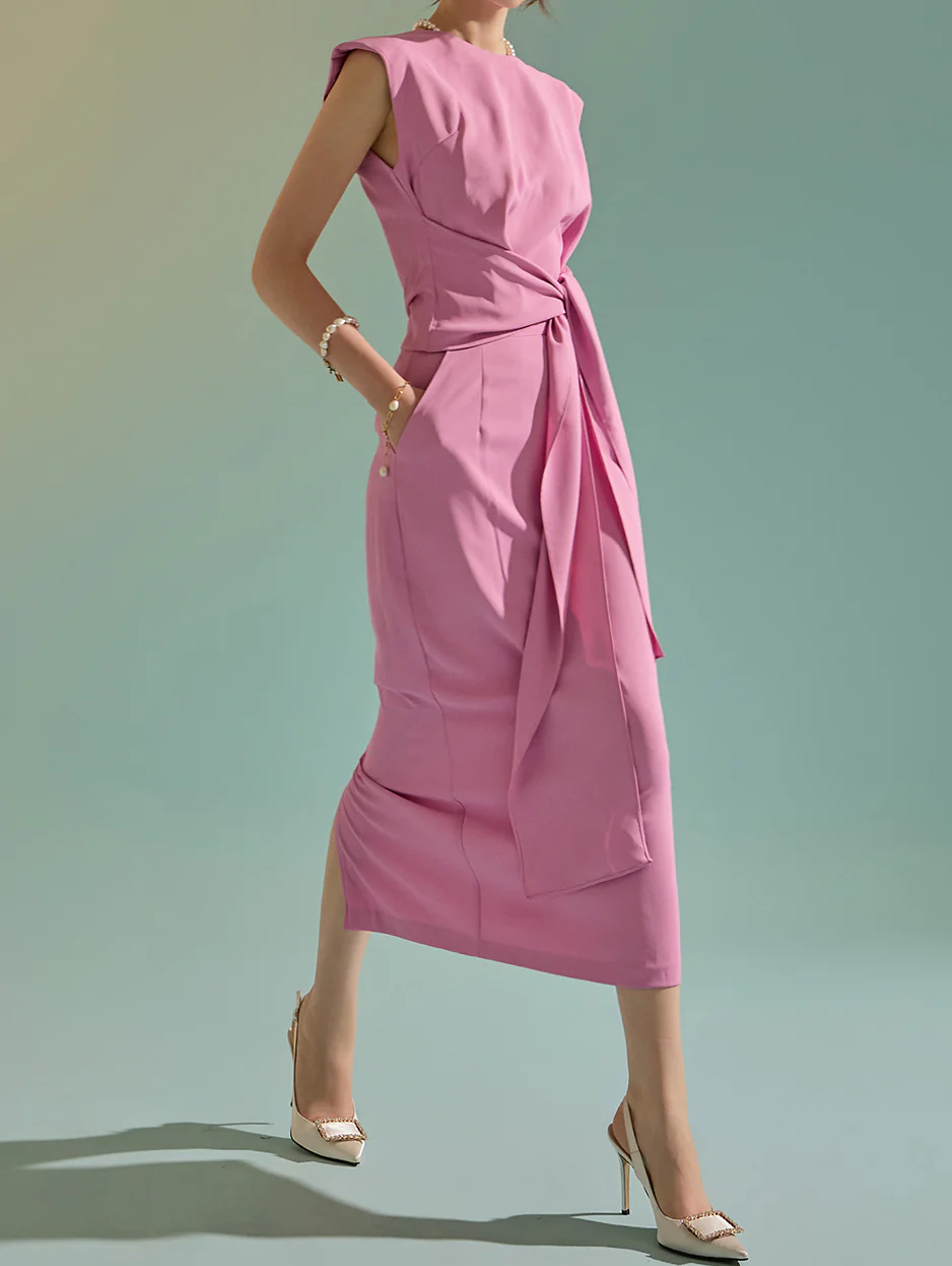 SK2515 High Waist Pintuck Midi Skirt
