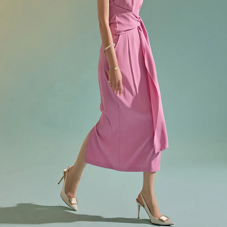 SK2515 High Waist Pintuck Midi Skirt - Image 2