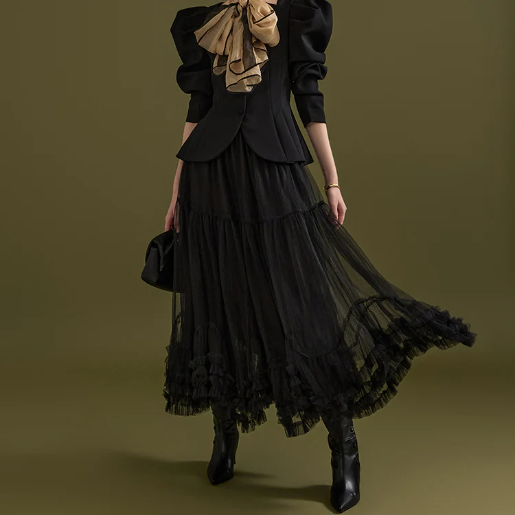 SK2524 Asymmetrical Tulle Skirt - Image 2