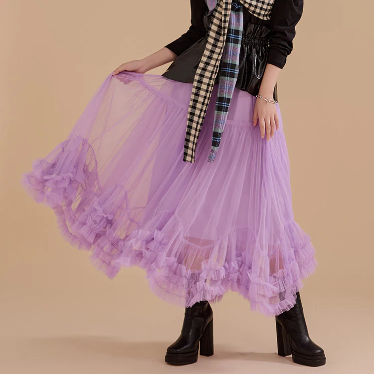 SK2524 Asymmetrical Tulle Skirt - Image 2