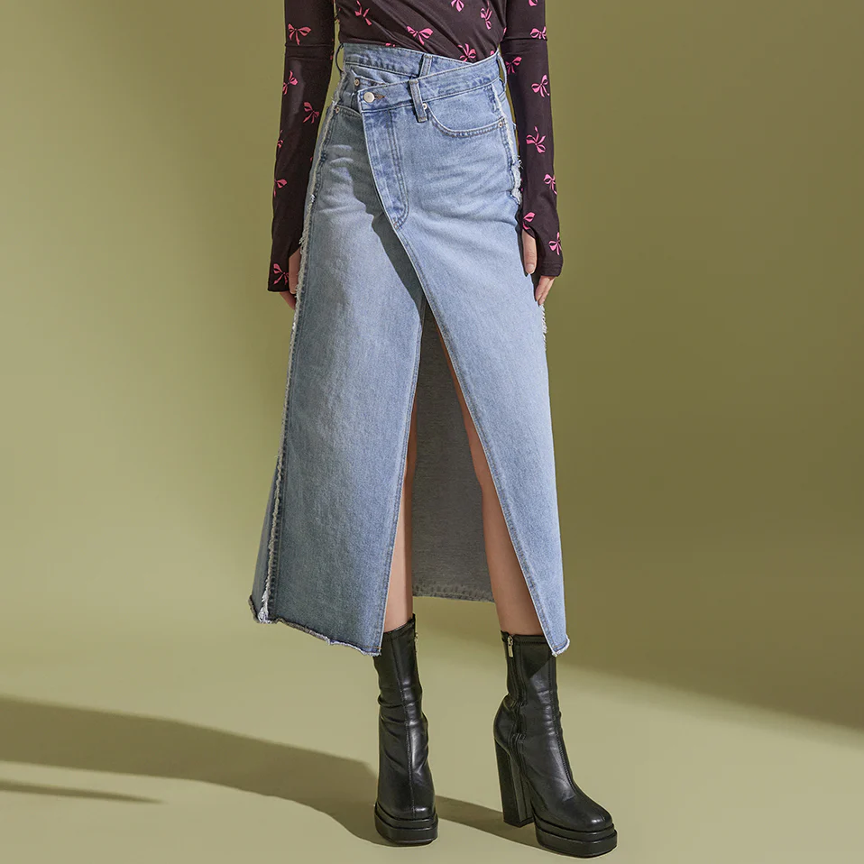 SK2603 Denim Warp Long Skirt - Image 2