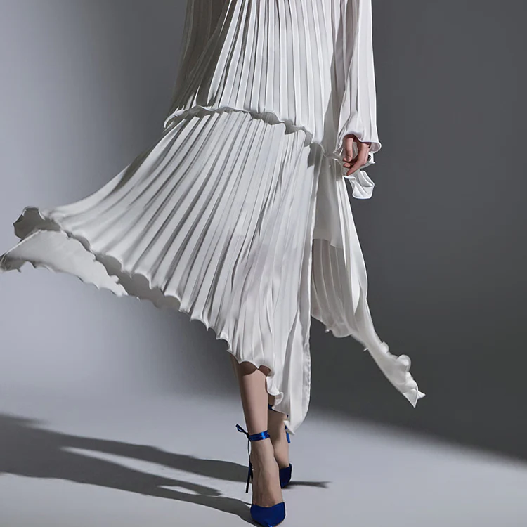 SK2675 Pleats Warp Unbalance Skirt - Image 2