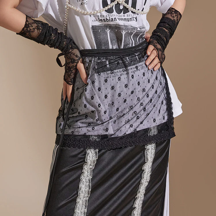 SK2692 Flower Pattern Lace Warp Skirt - Image 2