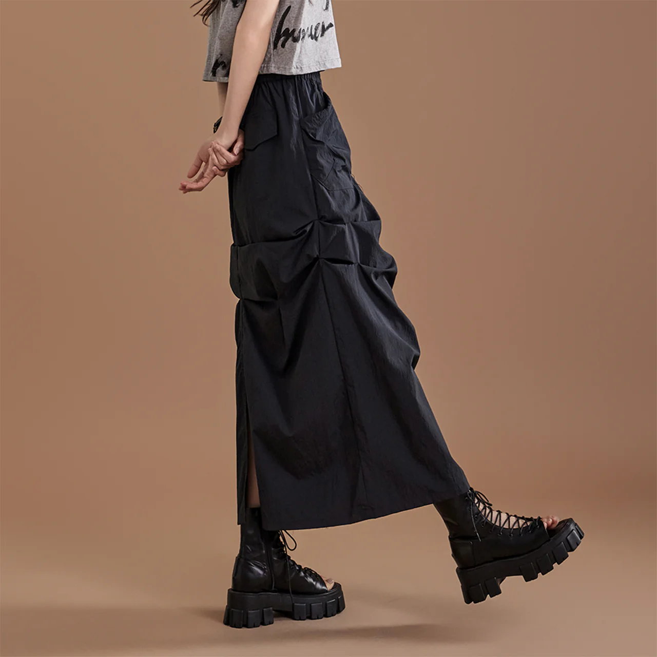 SK2712 Shirring Nylon Skirt - Image 2