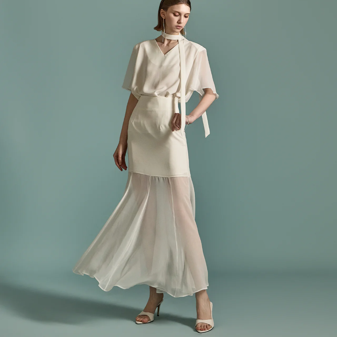 SK2782 Chiffon Mermaid Skirt - Image 2