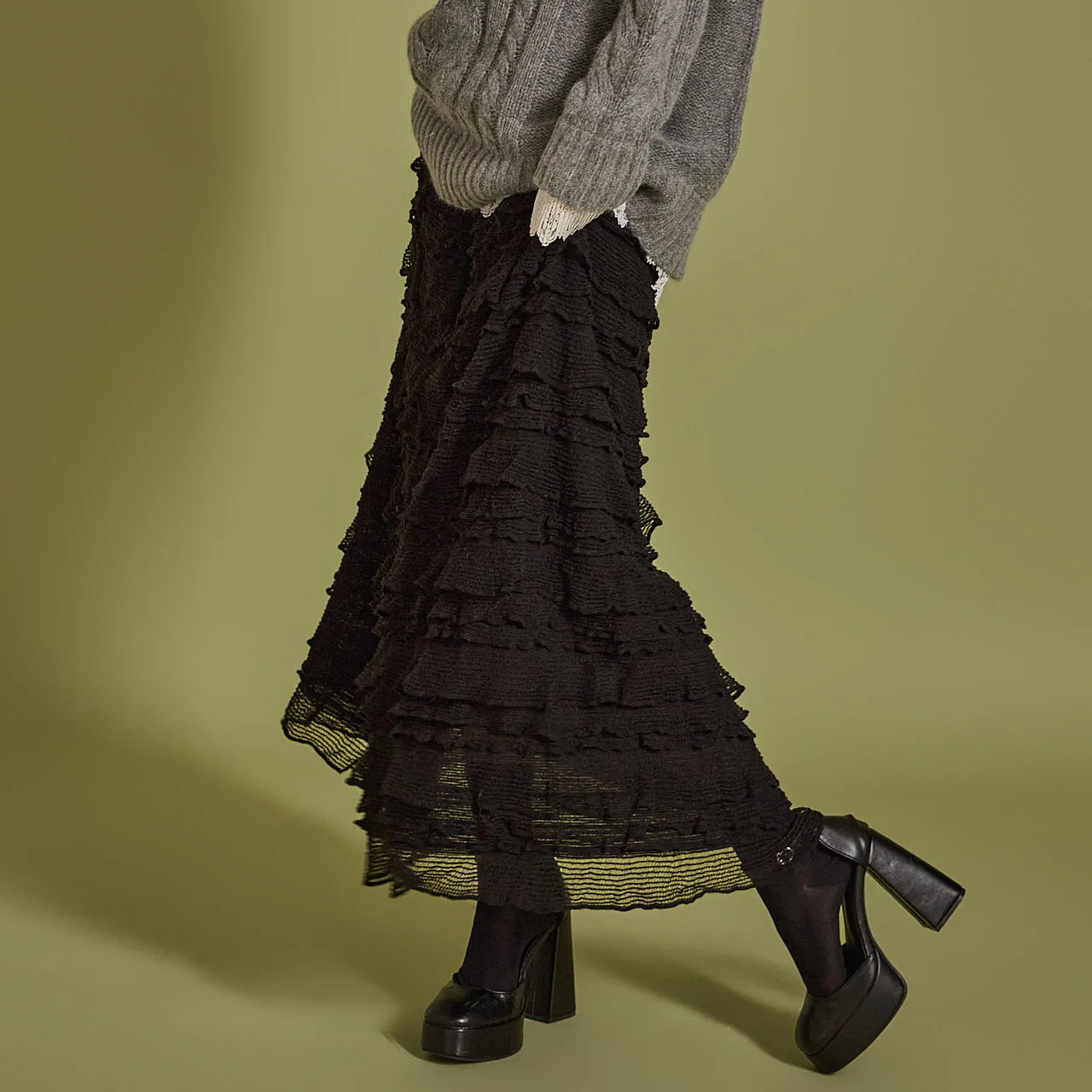 SK2824 Tiered Knit Skirt - Image 2