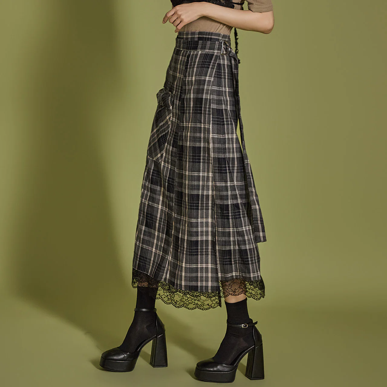 SK2830 Plaid Wrap Skirt - Image 2