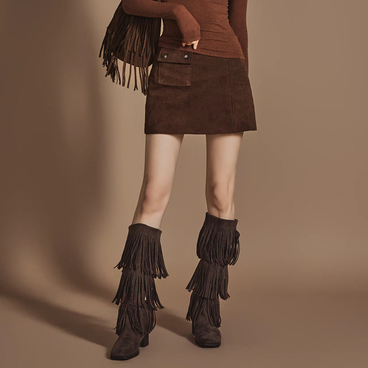 SK2836 Suede Mini Skirt - Image 2