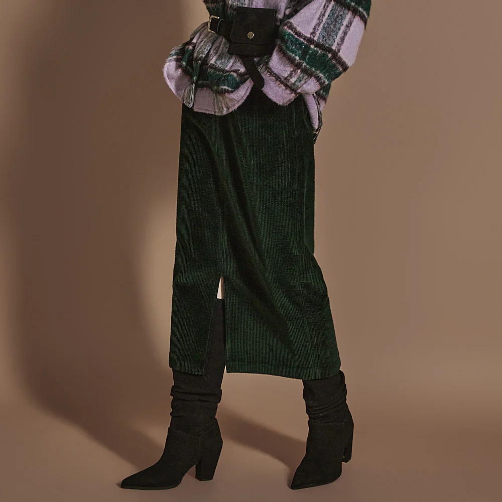 SK2838 Corduroy Slit Skirt - Image 2