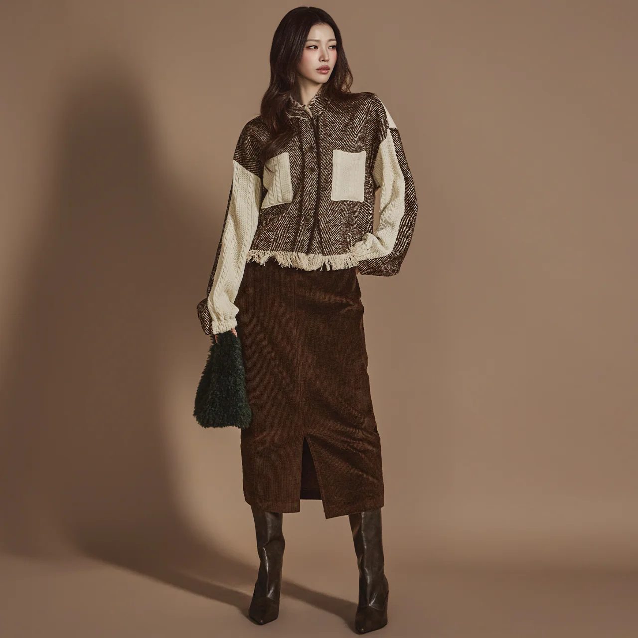 SK2838 Corduroy Slit Skirt - Image 2