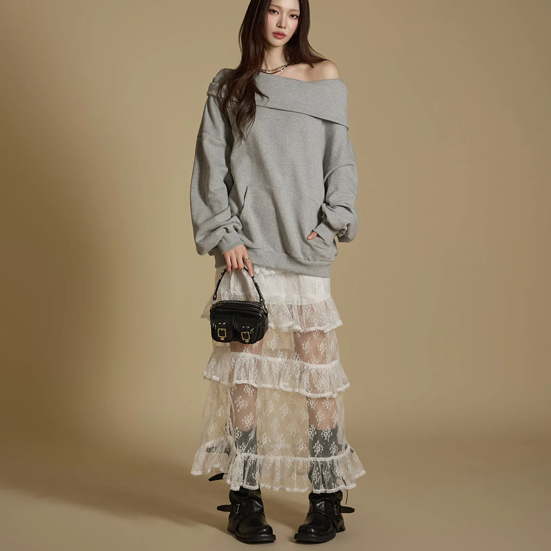 SK2913 Lace Tiered Skirt - Image 2
