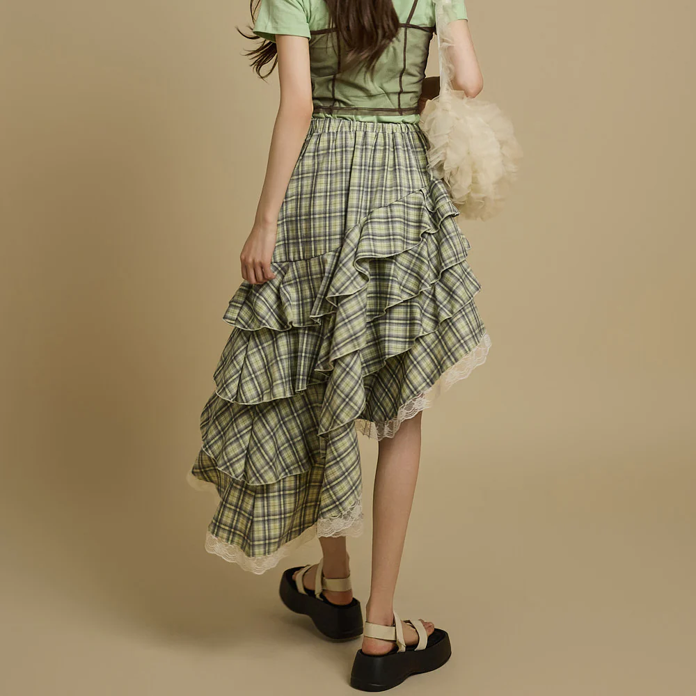 SK2962 Tiered Asymmetric Skirt - Image 2