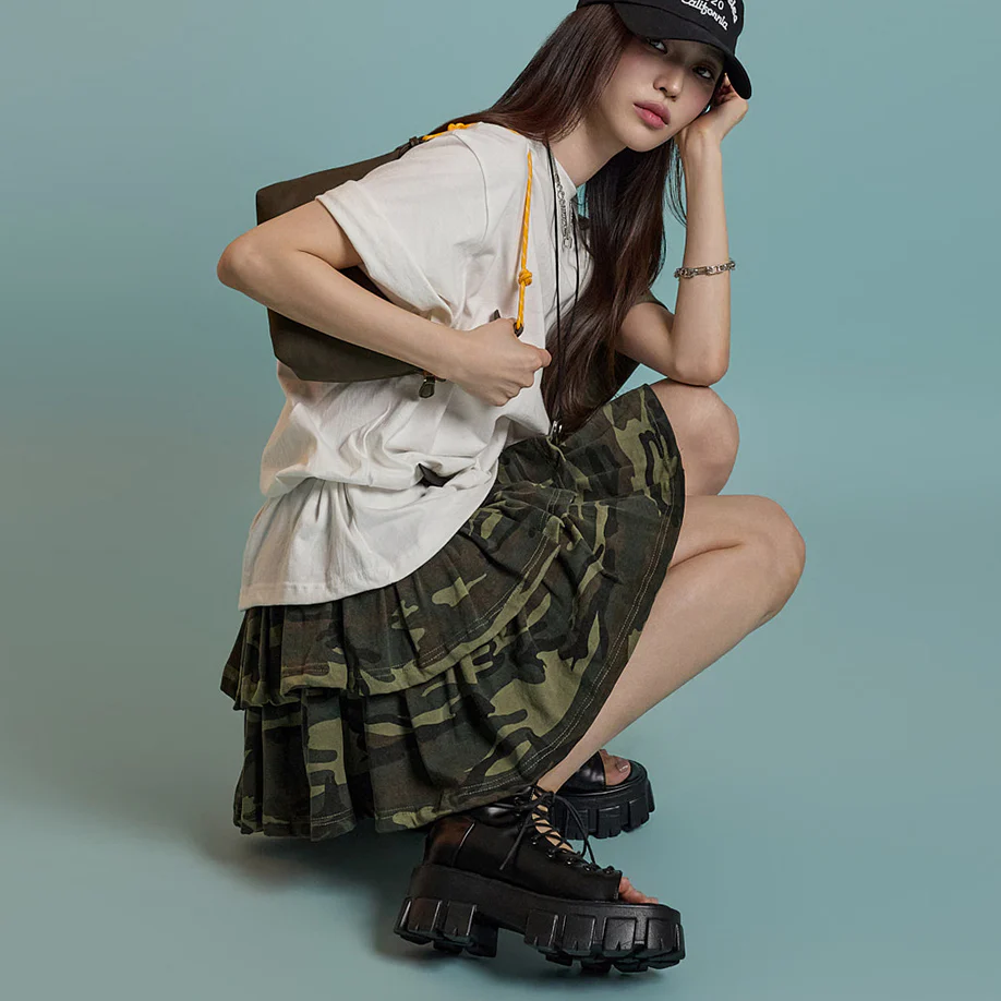 SK2976 Camouflage Tiered Skirt - Image 2