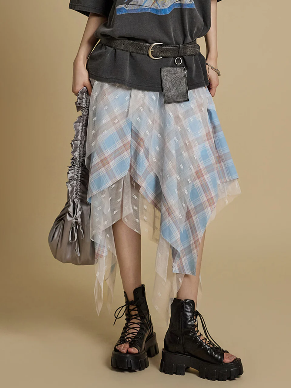 SK2978 Lace Plaid Skirt