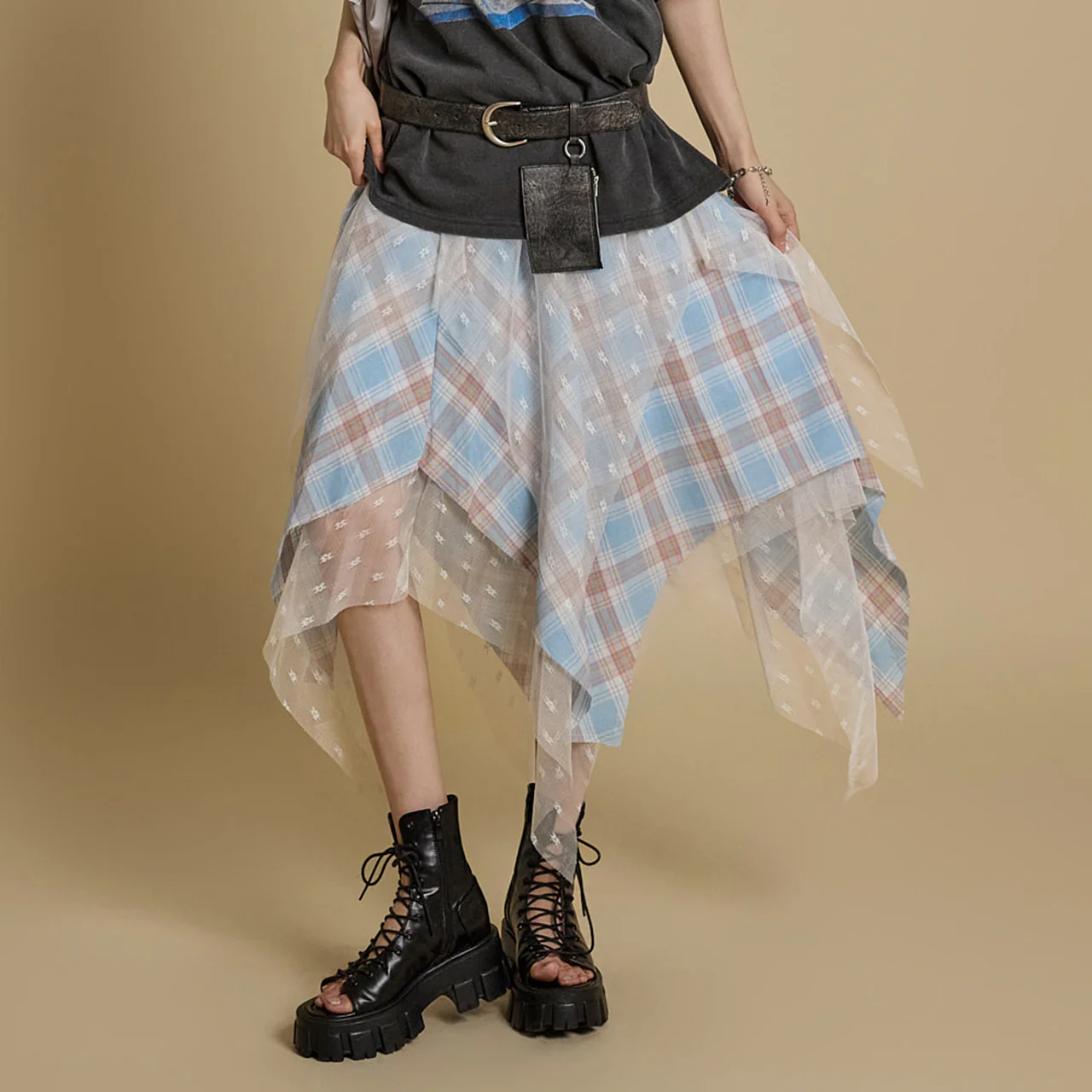 SK2978 Lace Plaid Skirt - Image 2