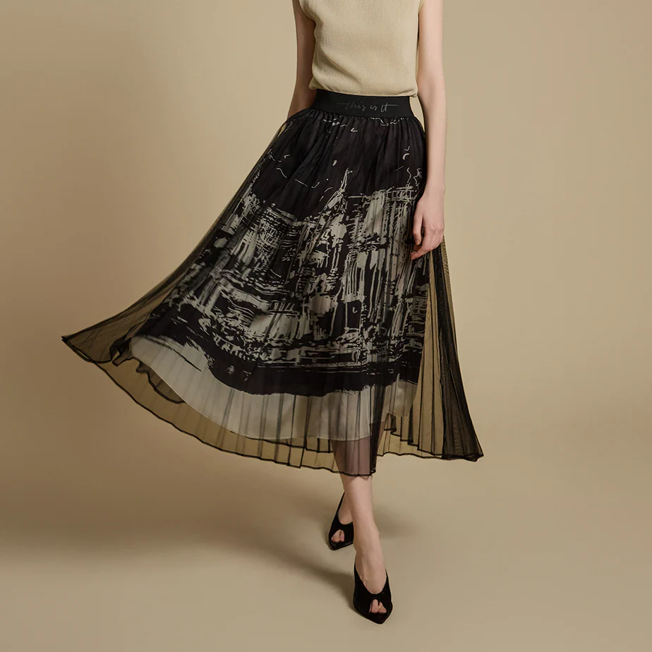 SK2983 Printed Pleats Skirt - Image 2