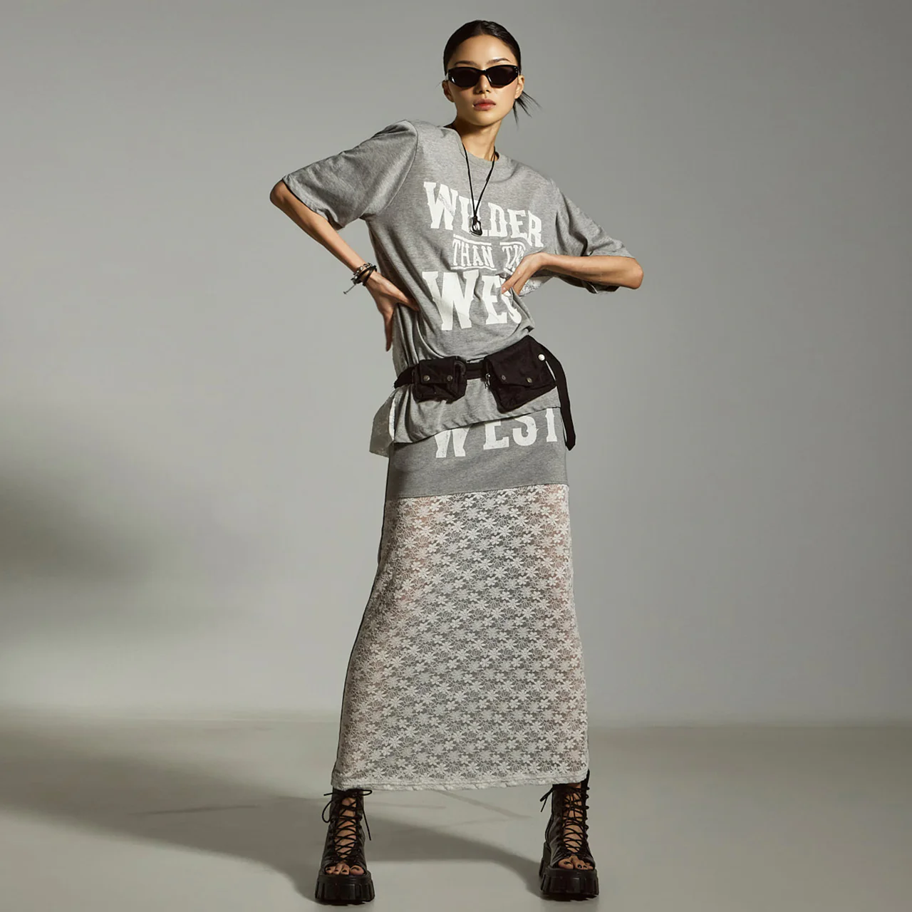 SK3011 Lace Printed Skirt - Image 2