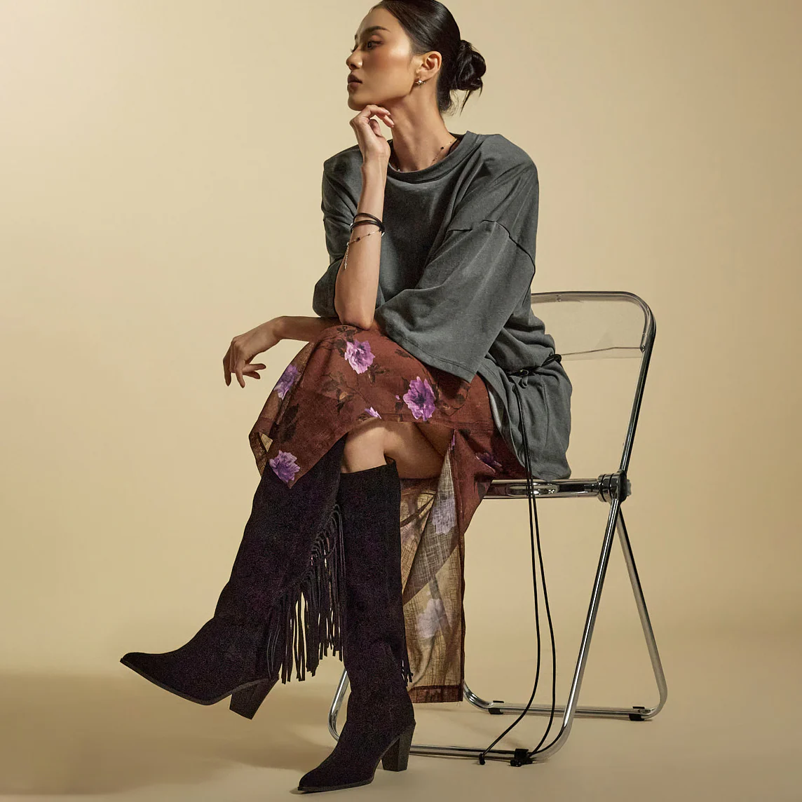 SK3023 Floral Sheer Skirt - Image 2