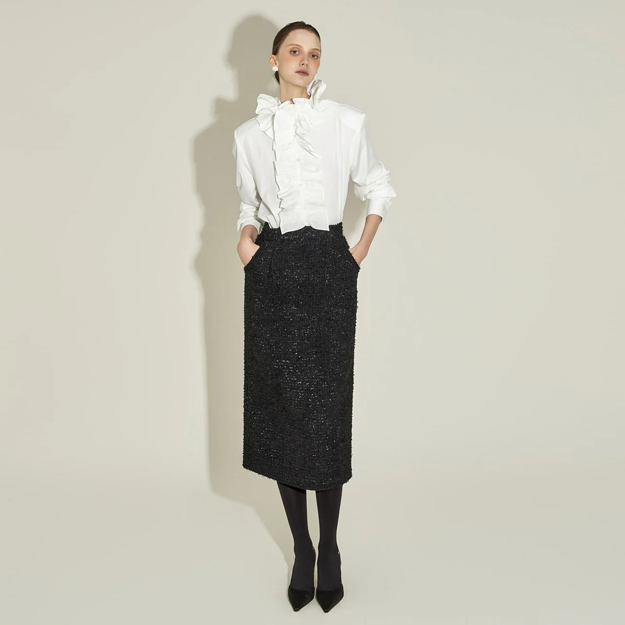 SK3100 Tweed Wool Skirt - Image 2