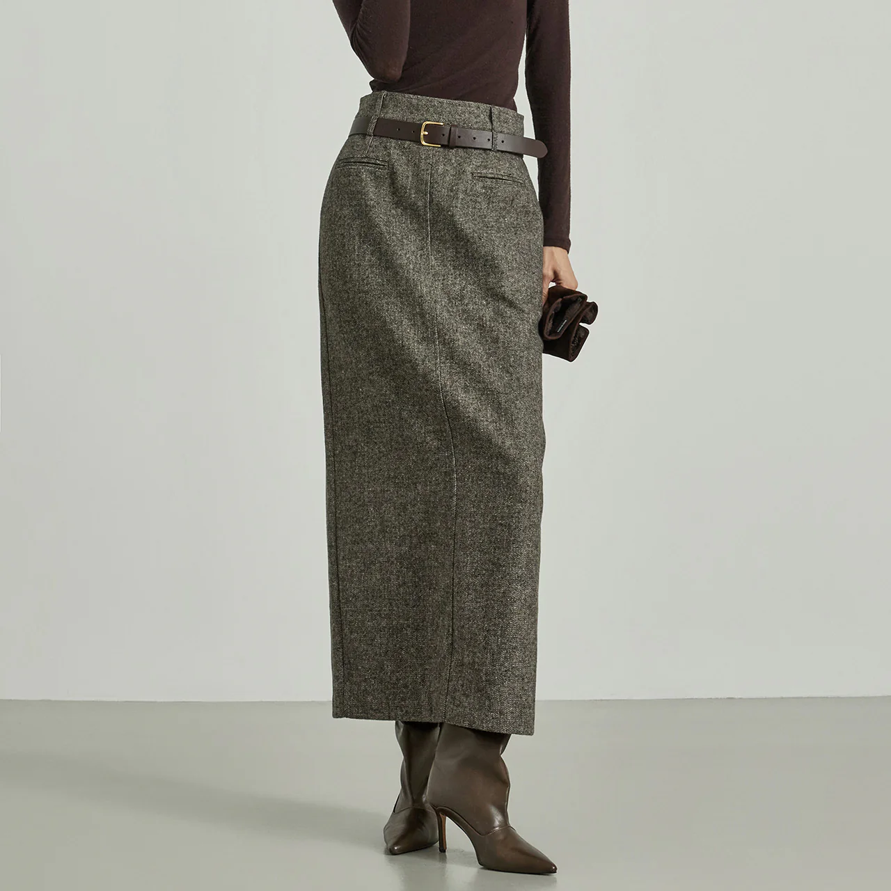 SK3114 High-Waist Wool Skirt - Image 2