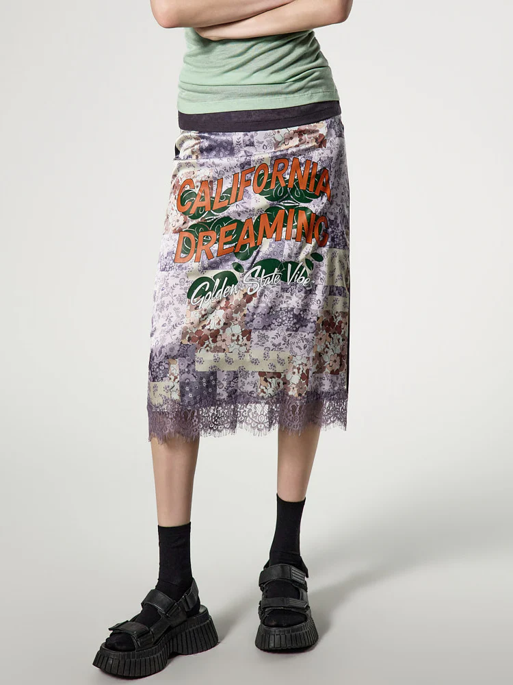 SK3165 Printed Lace Skirt