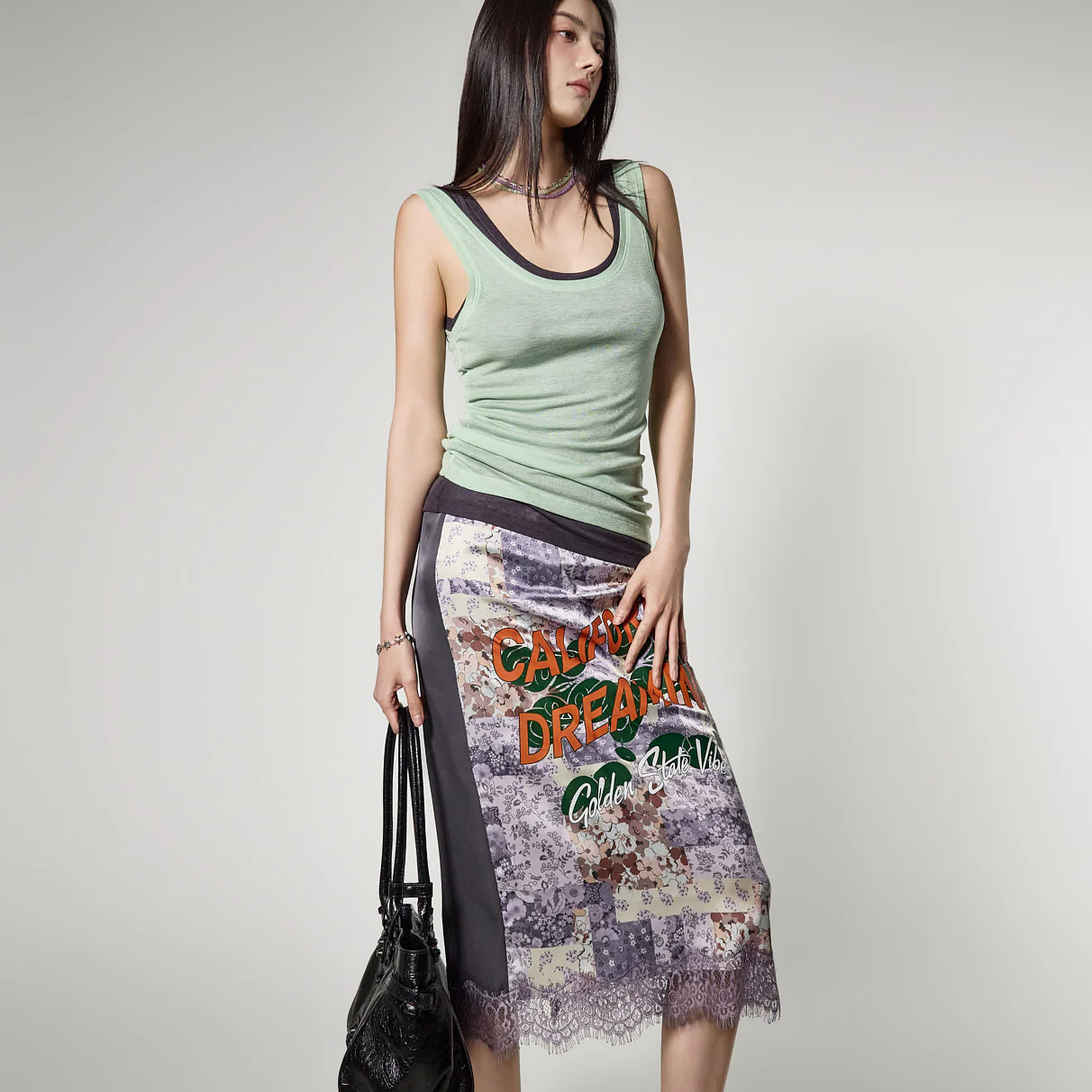 SK3165 Printed Lace Skirt - Image 2