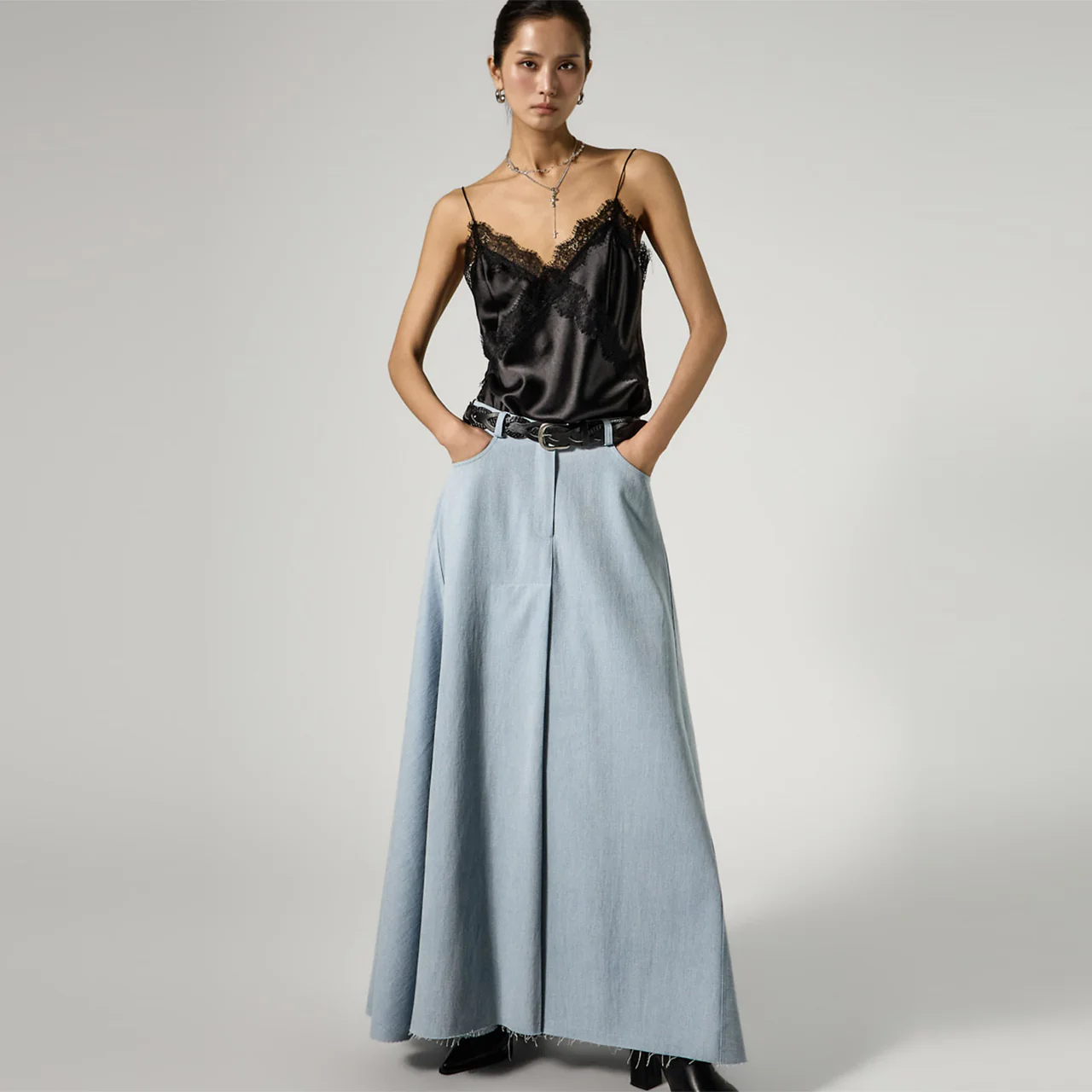 SK3169 Denim Maxi Skirt - Image 2