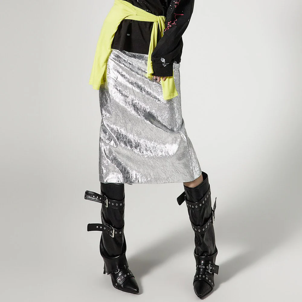 SK3171 Wrinkle Metal Skirt - Image 2