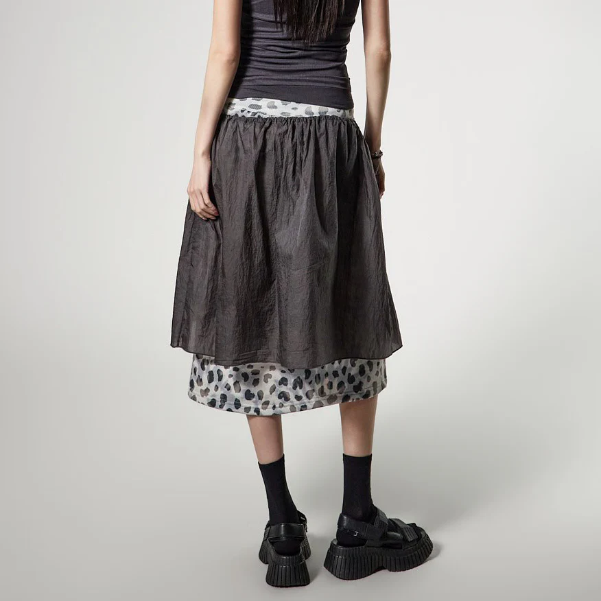 SK3196 Leopard Layered Skirt - Image 2