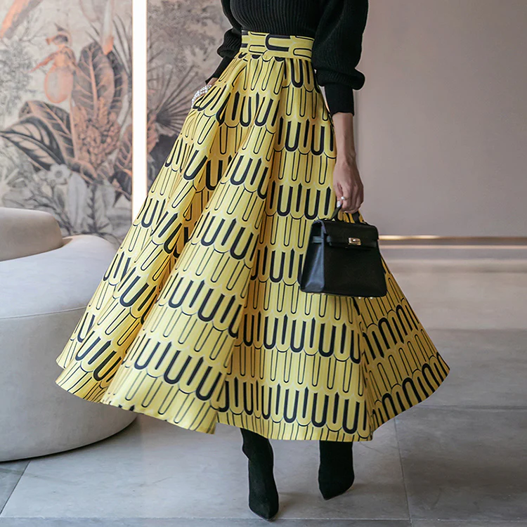 SK9120 Pattern Flare Skirt - Image 2