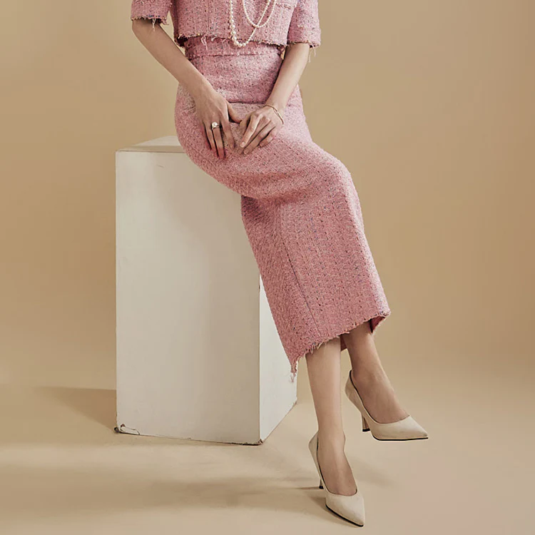 SK9188 Pastel Tweed Long Skirt - Image 2