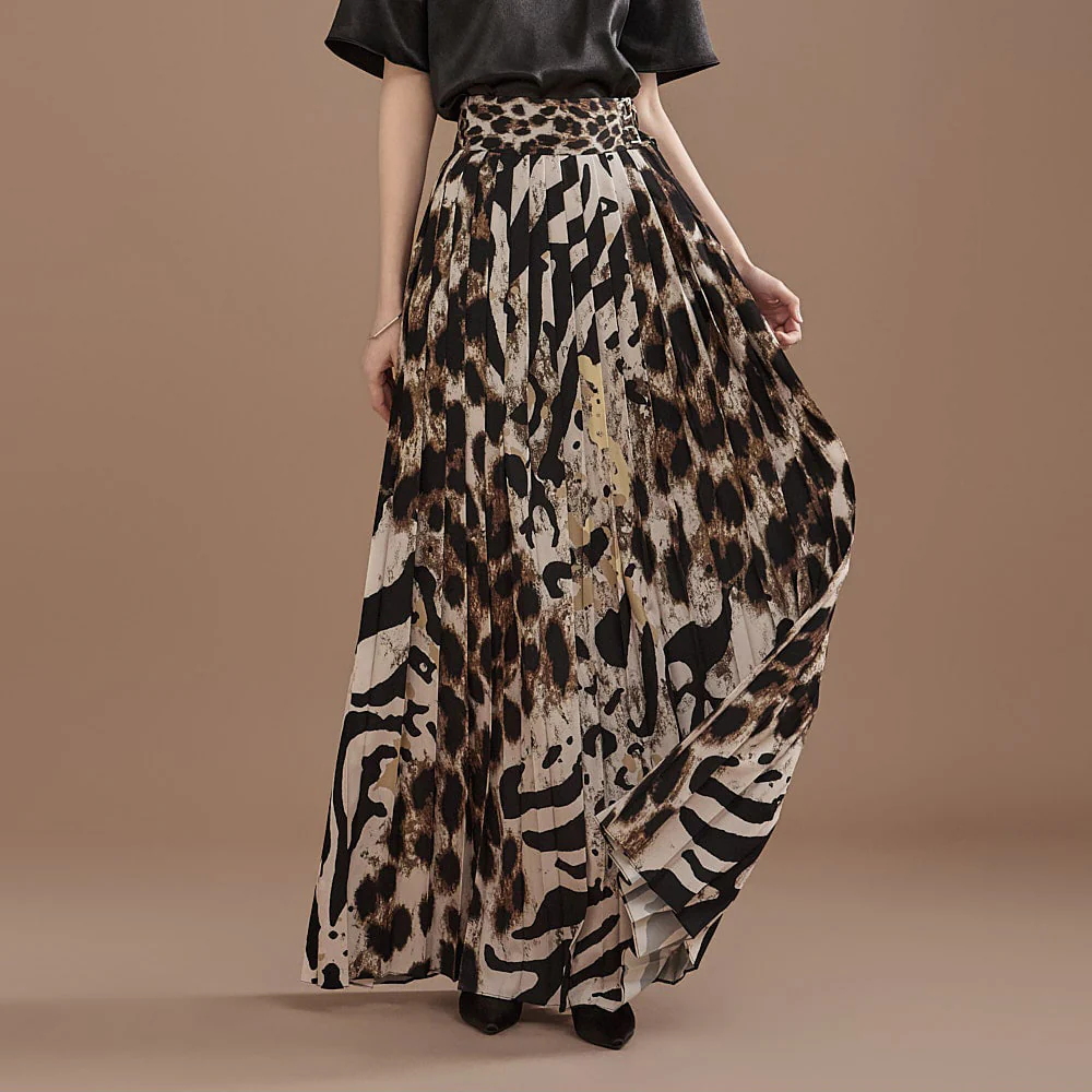 SK9194 Leopard Pleated Skirt - Image 2