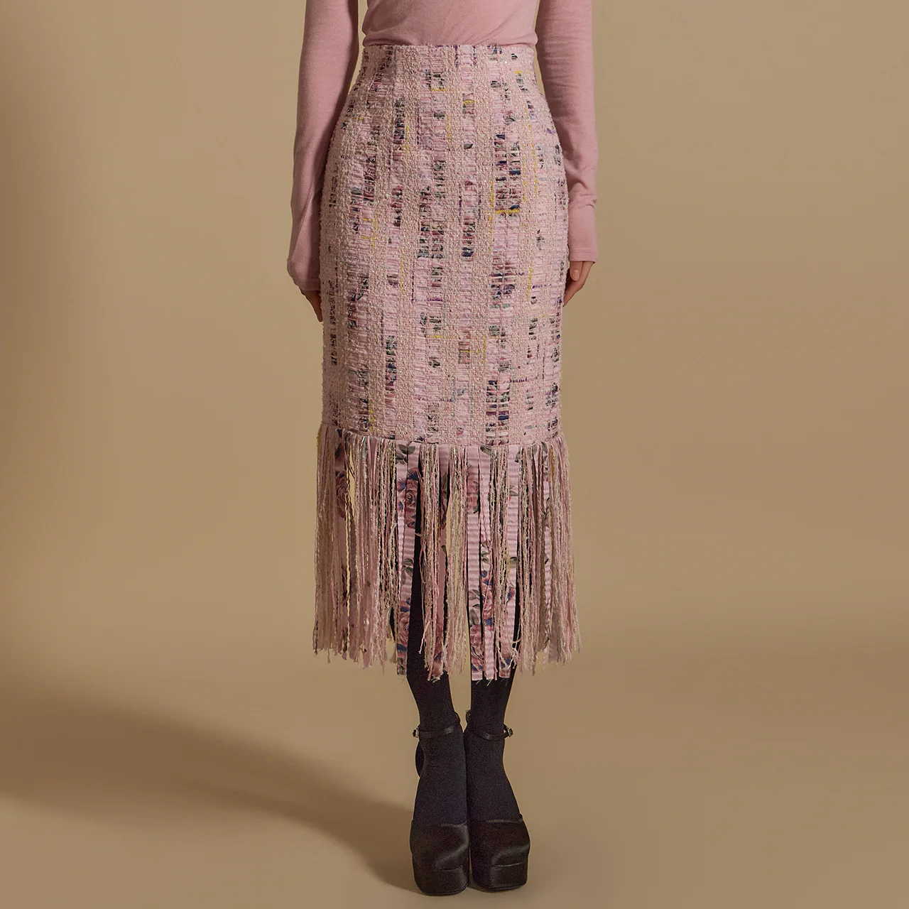 SK9249 Tweed Fringe Skirt - Image 2