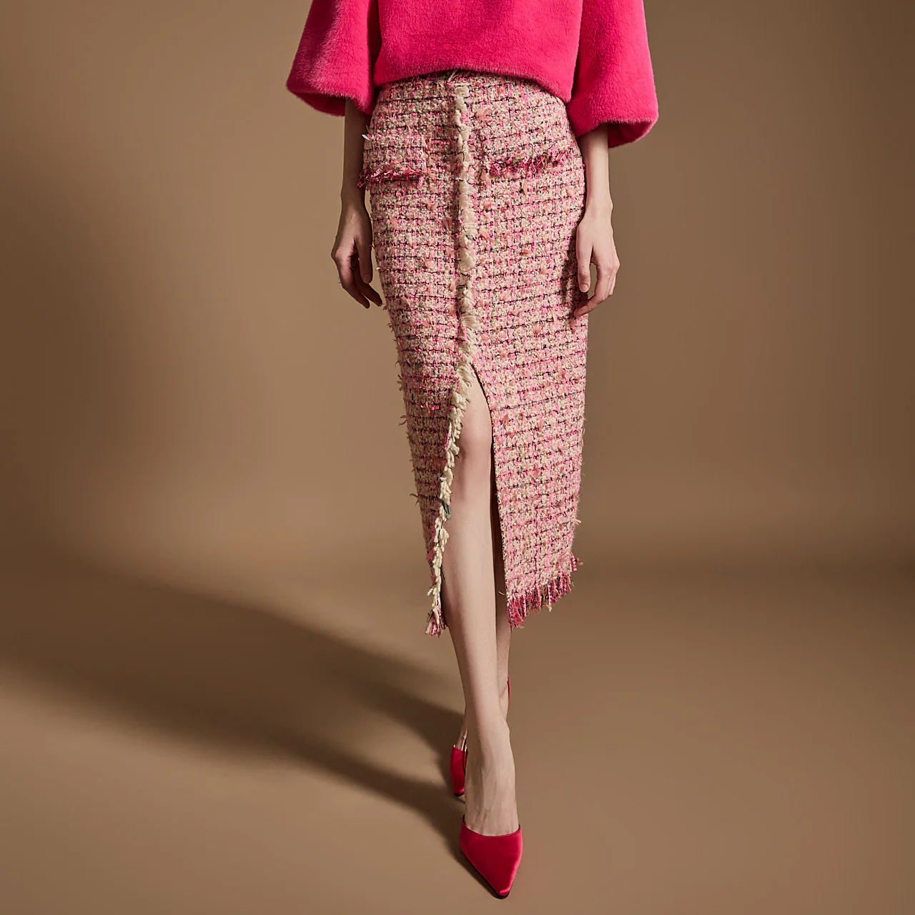 SK9253 Tweed Fringe Skirt - Image 2