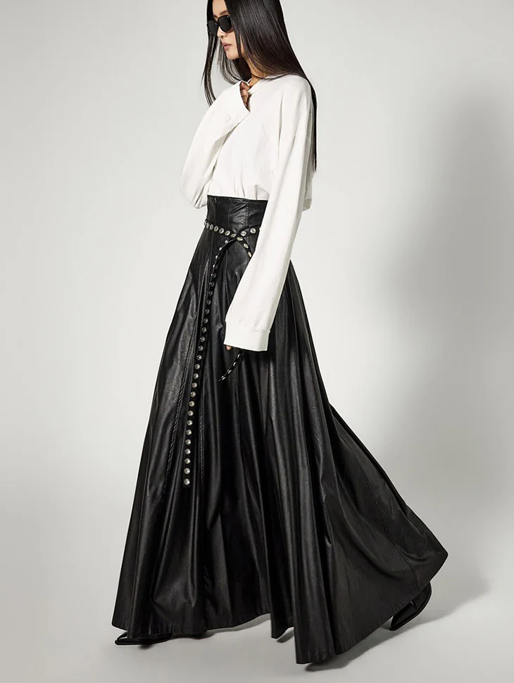 SK9256 High-Waisted Leather Skirt