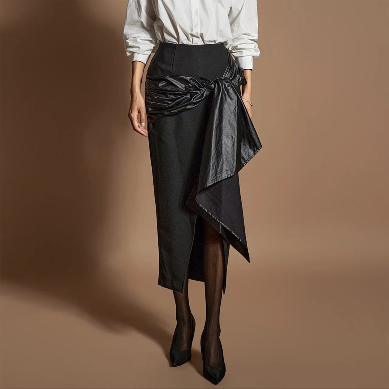 SK9278 Glossy Knot Skirt - Image 2