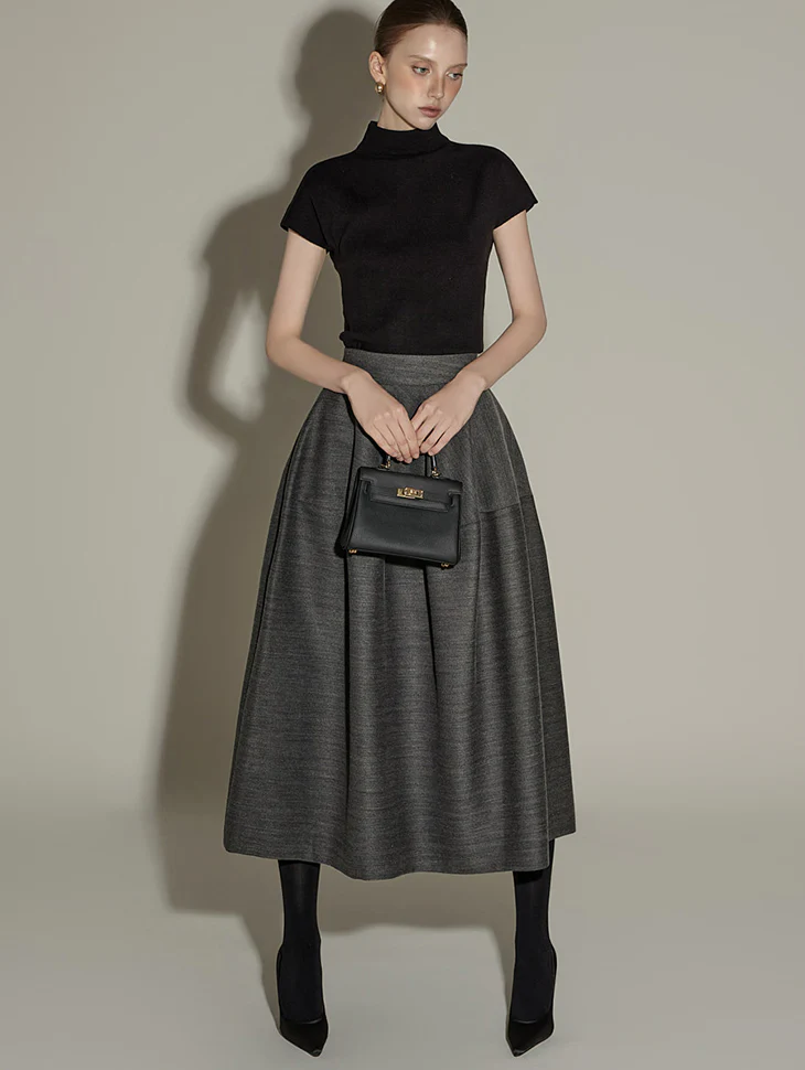 SK9286 Herringbone Flare Skirt