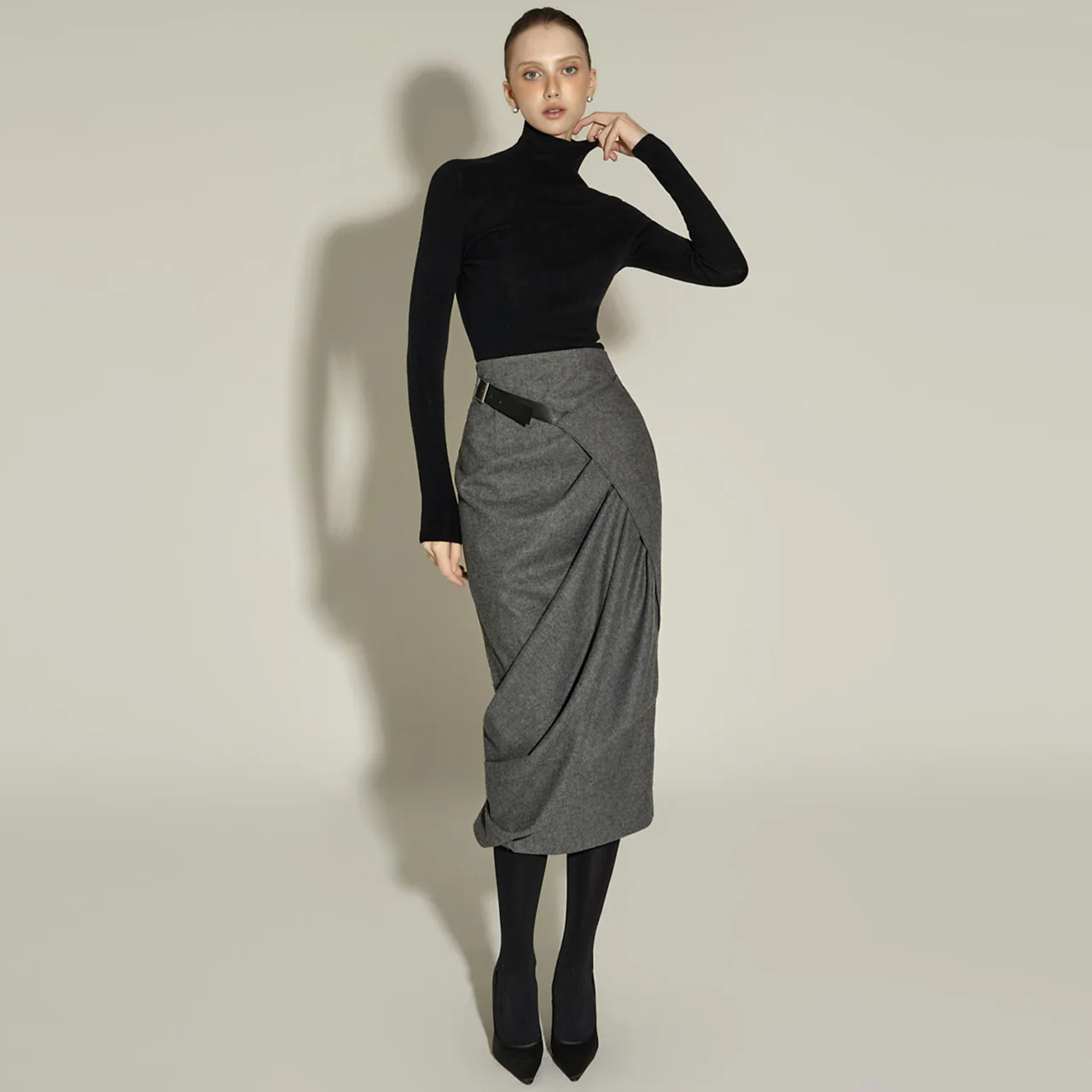 SK9290 Skirt with Belt - Image 2