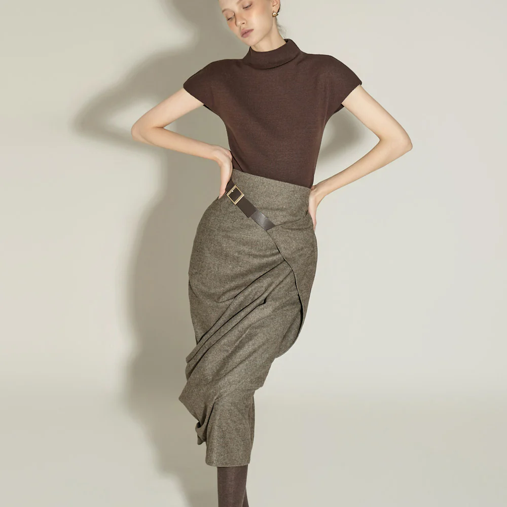 SK9290 Skirt with Belt - Image 2