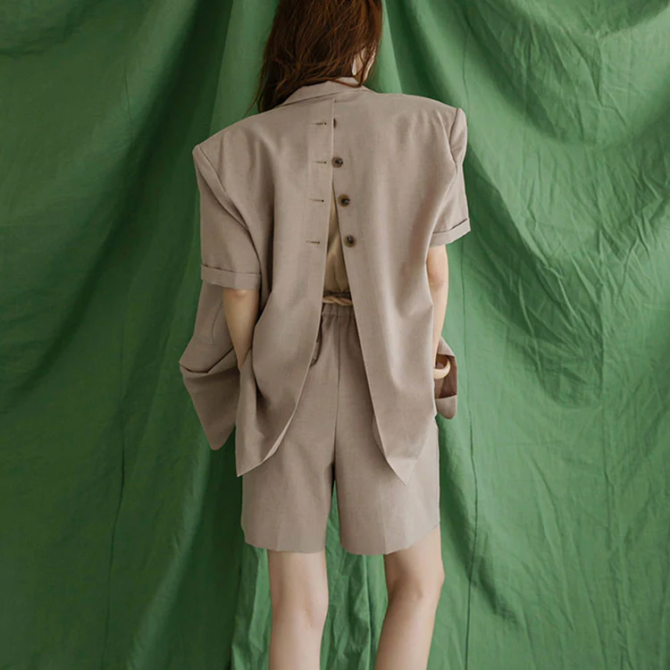 TP1251 Back Button Jacket Two-piece Set - Image 2