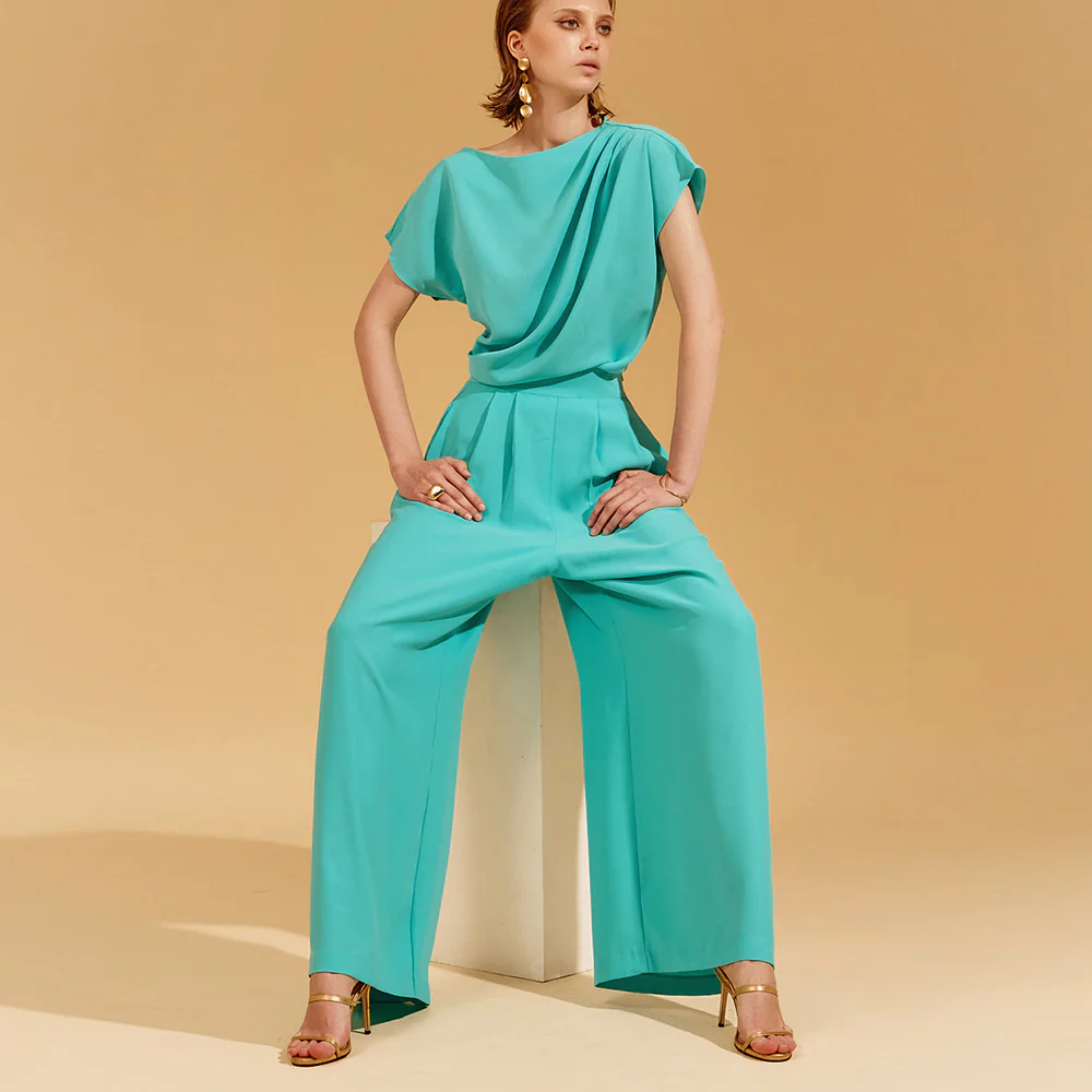 TP1600 Boat Neck Blouse Two-piece Set - Image 2