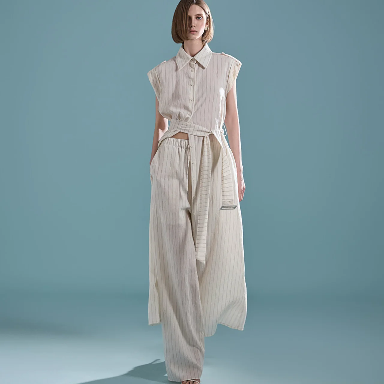 TP1877 Shirt with Belt and Pants Sets - Image 2